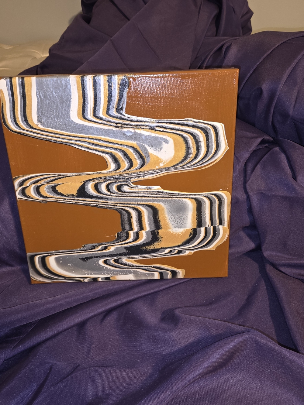Abstract Mixed Media Wall Art in Brown, Black, White & Gray